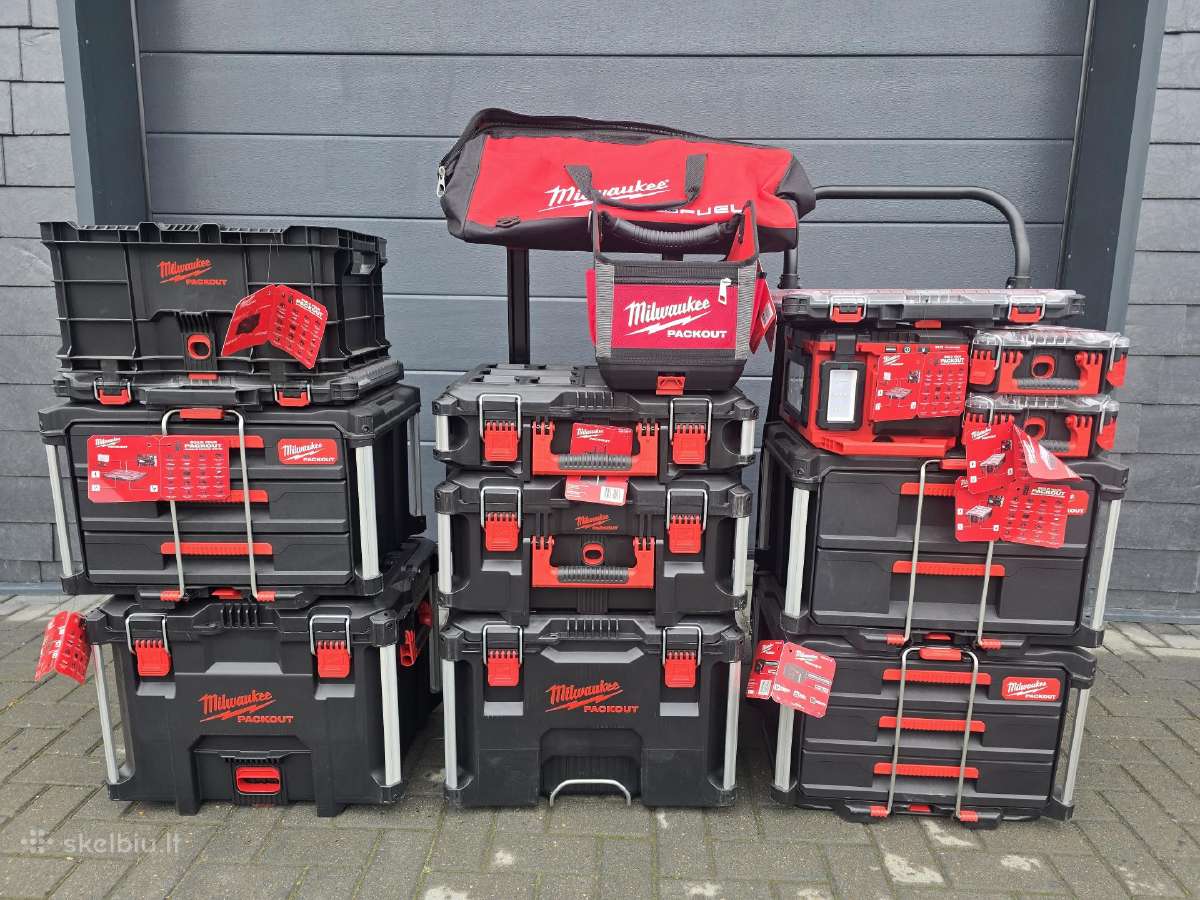 Milwaukee packout 3 daliu dezes, stalciai. radija - nuotraukos Nr. 2