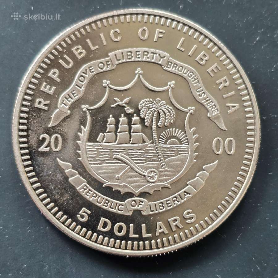 Liberija 2000 5 dollars Discovery of America Laiva - nuotraukos Nr. 2
