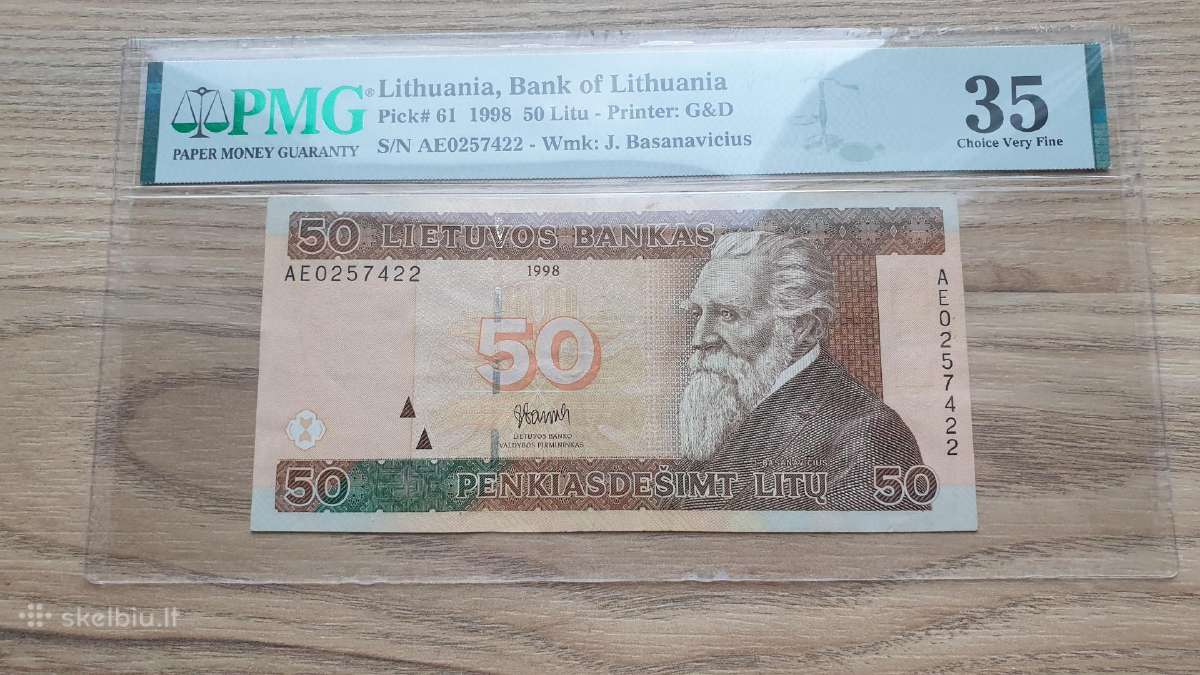 1998 metų sertifikuotas 50 litų
