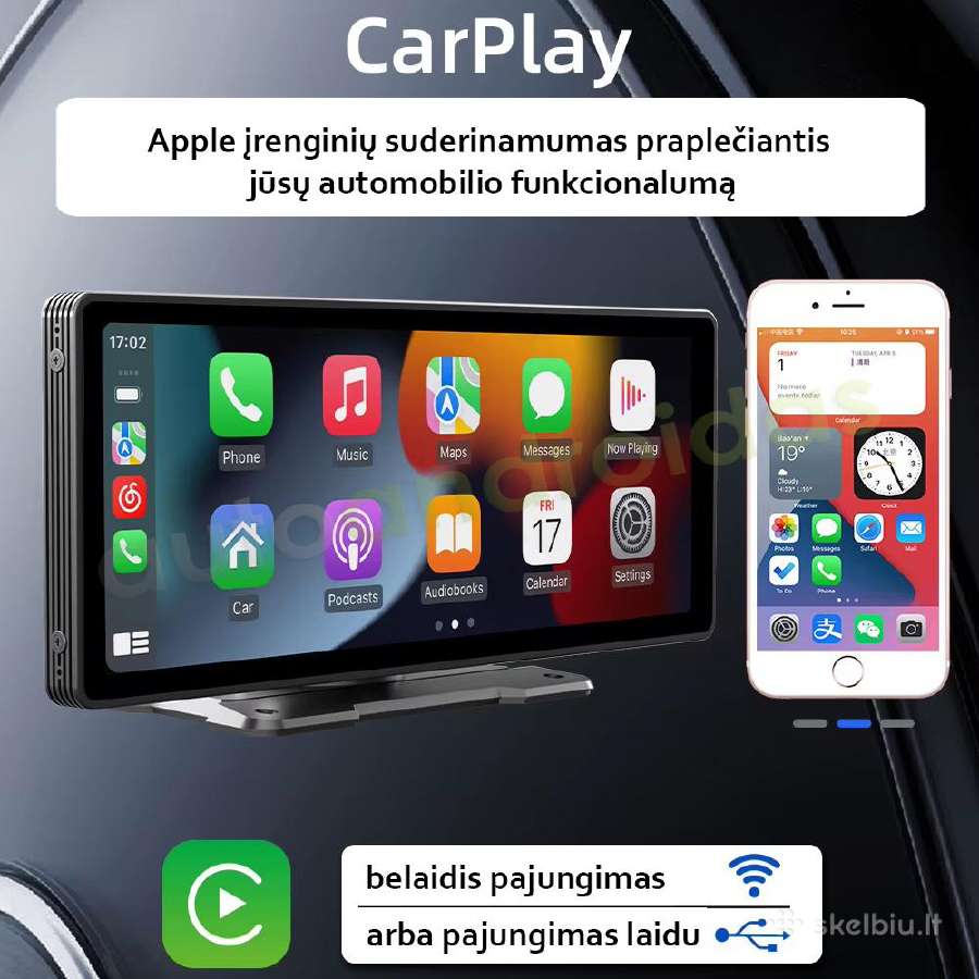 Carplay Android Auto Mirror Link universali 10" - nuotraukos Nr. 2