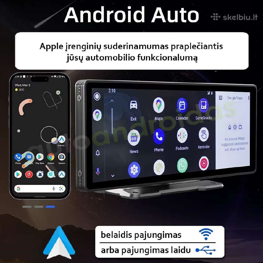 Carplay Android Auto Mirror Link universali 10" - nuotraukos Nr. 3