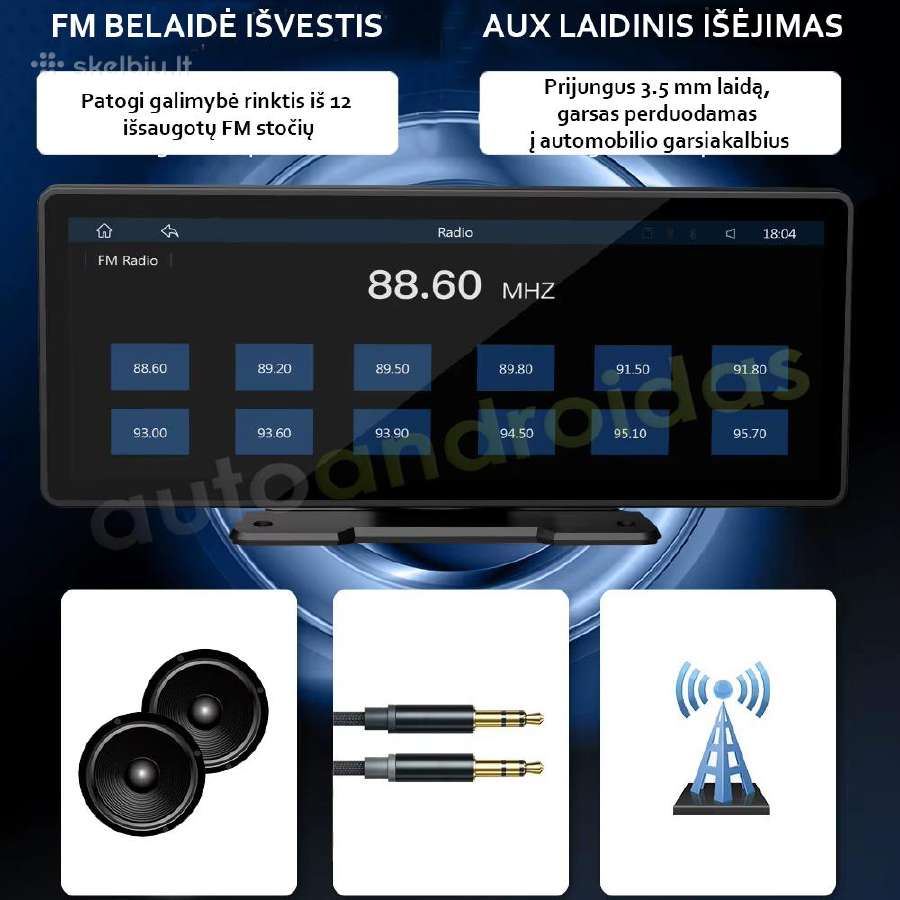 Carplay Android Auto Mirror Link universali 10" - nuotraukos Nr. 6