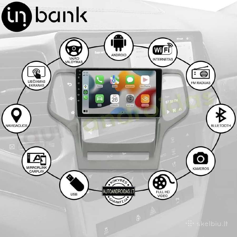 Jeep Grand Cherokee 2008-13 Android multimedia GPS - nuotraukos Nr. 2