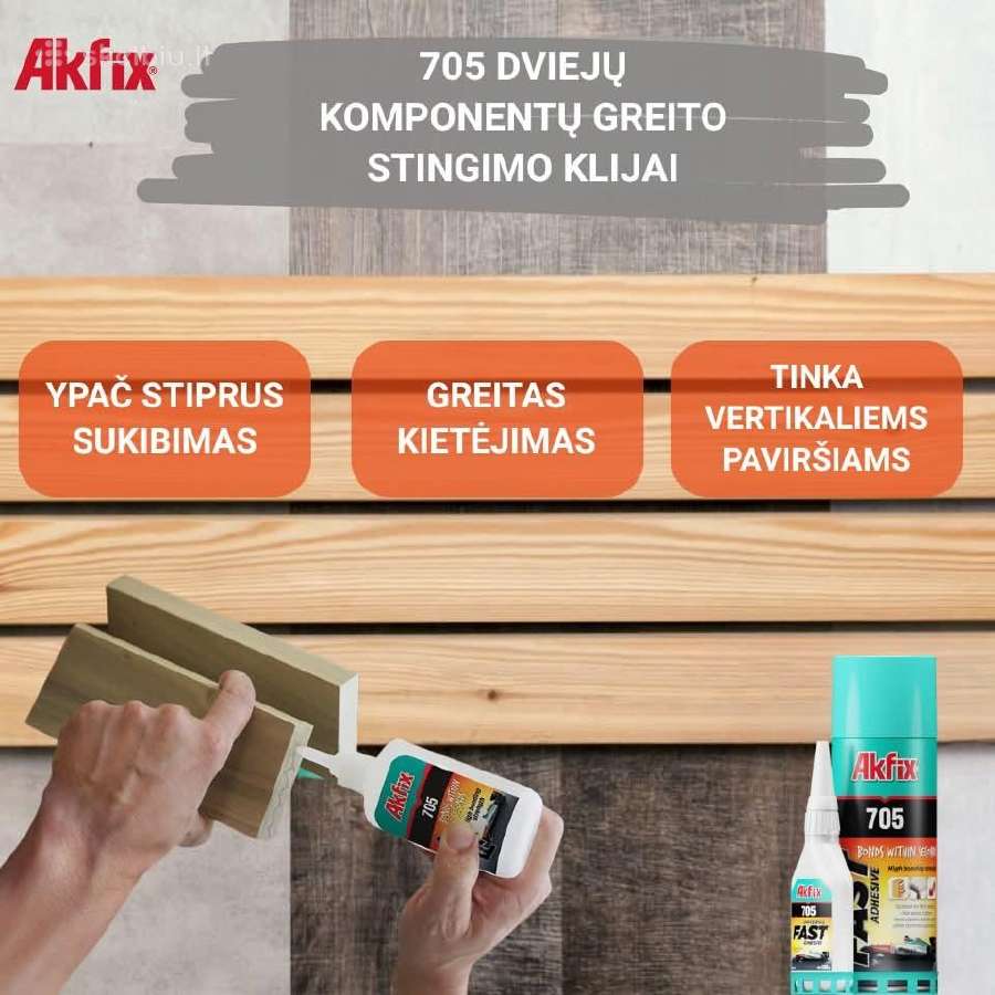 Akfix 705 dvikomponenčiai klijai su aktyvatoriumi - nuotraukos Nr. 2