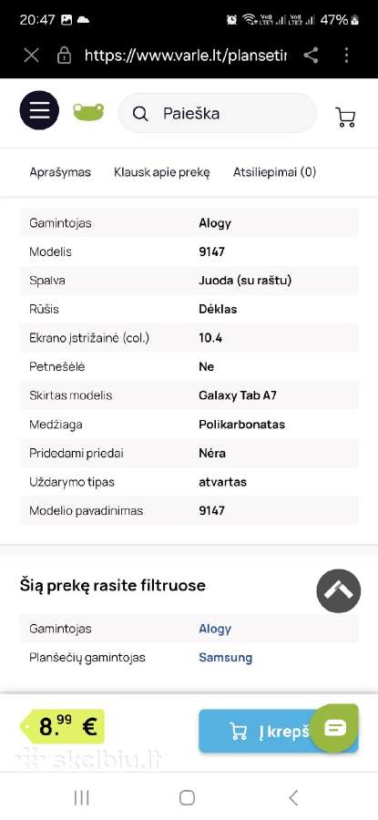 Naujas plančtės Galaxy Tab A4 dėklas - nuotraukos Nr. 8