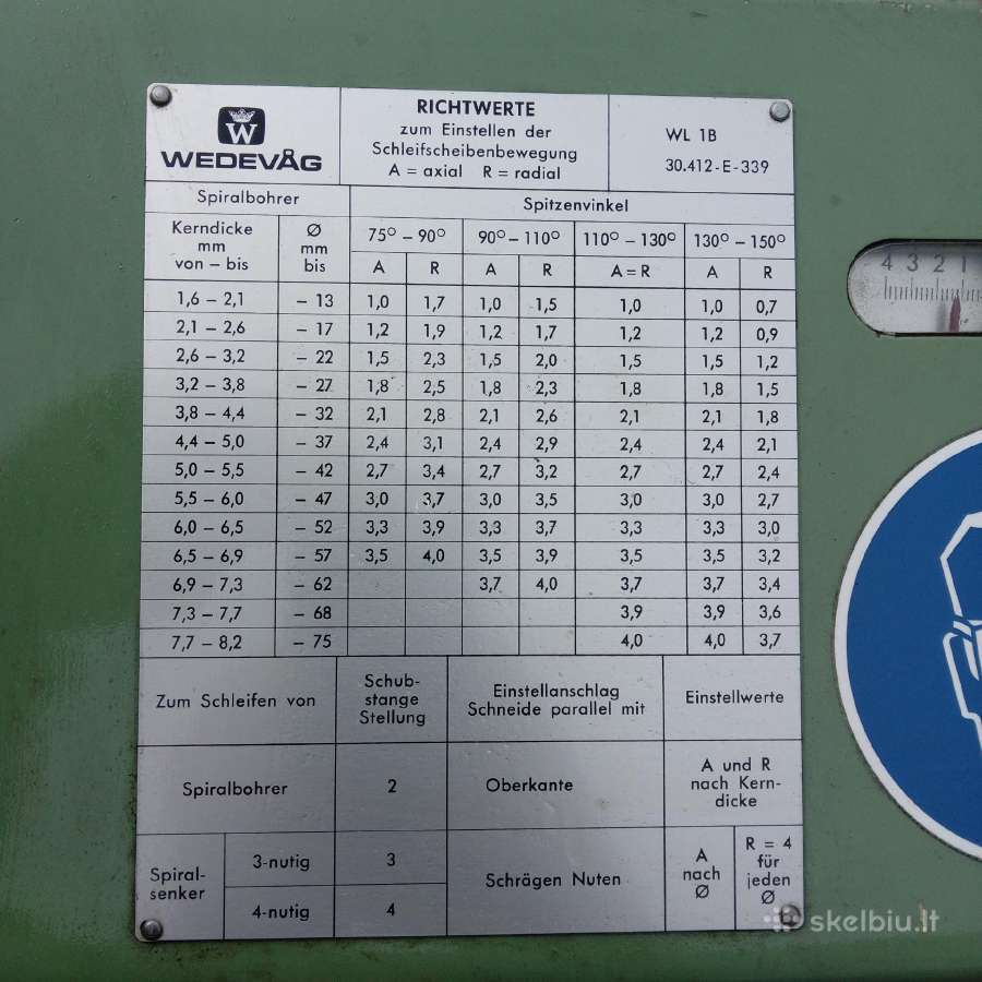 Grąžtų galandimo stakles Wedevag Wl-1b - nuotraukos Nr. 3