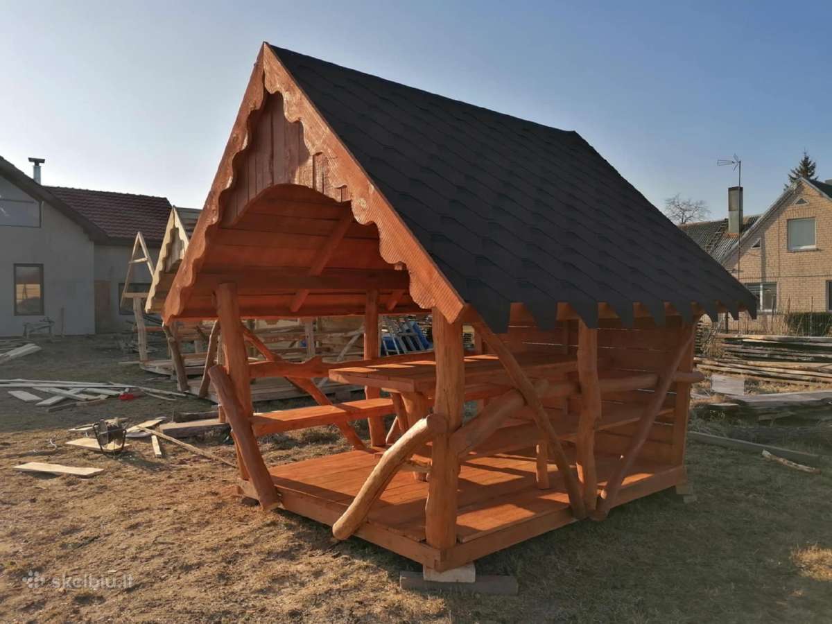 Ąžuolo rąstelių pavėsinė - nuotraukos Nr. 3