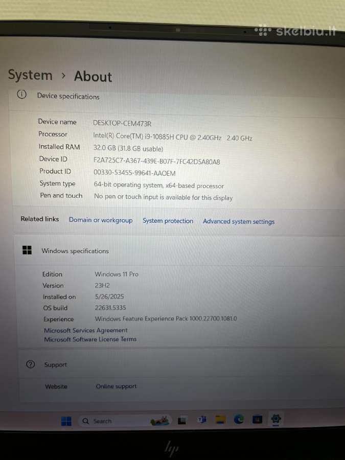 Hp Zbook Studio G7 i9-10885h 32gb RAM 512gb SSD - nuotraukos Nr. 8