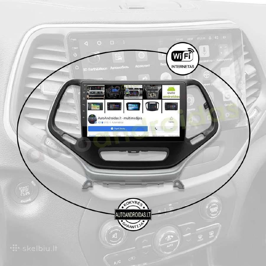 Jeep Cherokee 2014-18 Android multimedia WiFi/GPS - nuotraukos Nr. 3