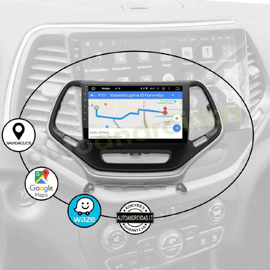 Jeep Cherokee 2014-18 Android multimedia WiFi/GPS - nuotraukos Nr. 11