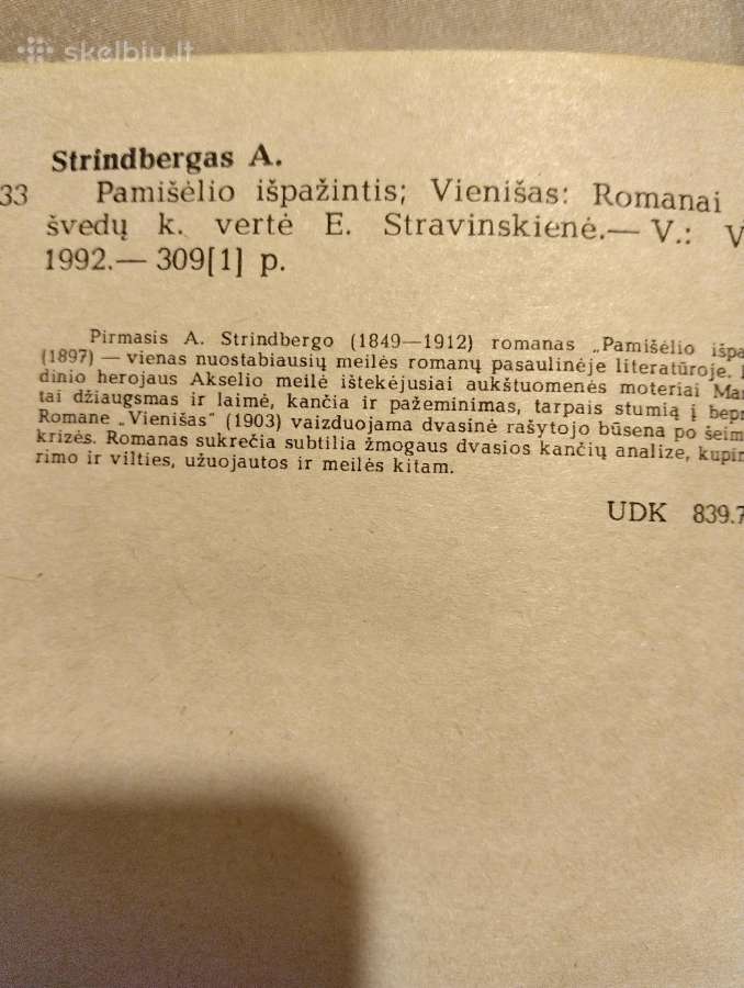 Augustas Strindbergas-pamišėlio išpažintis. Vieniš - nuotraukos Nr. 3