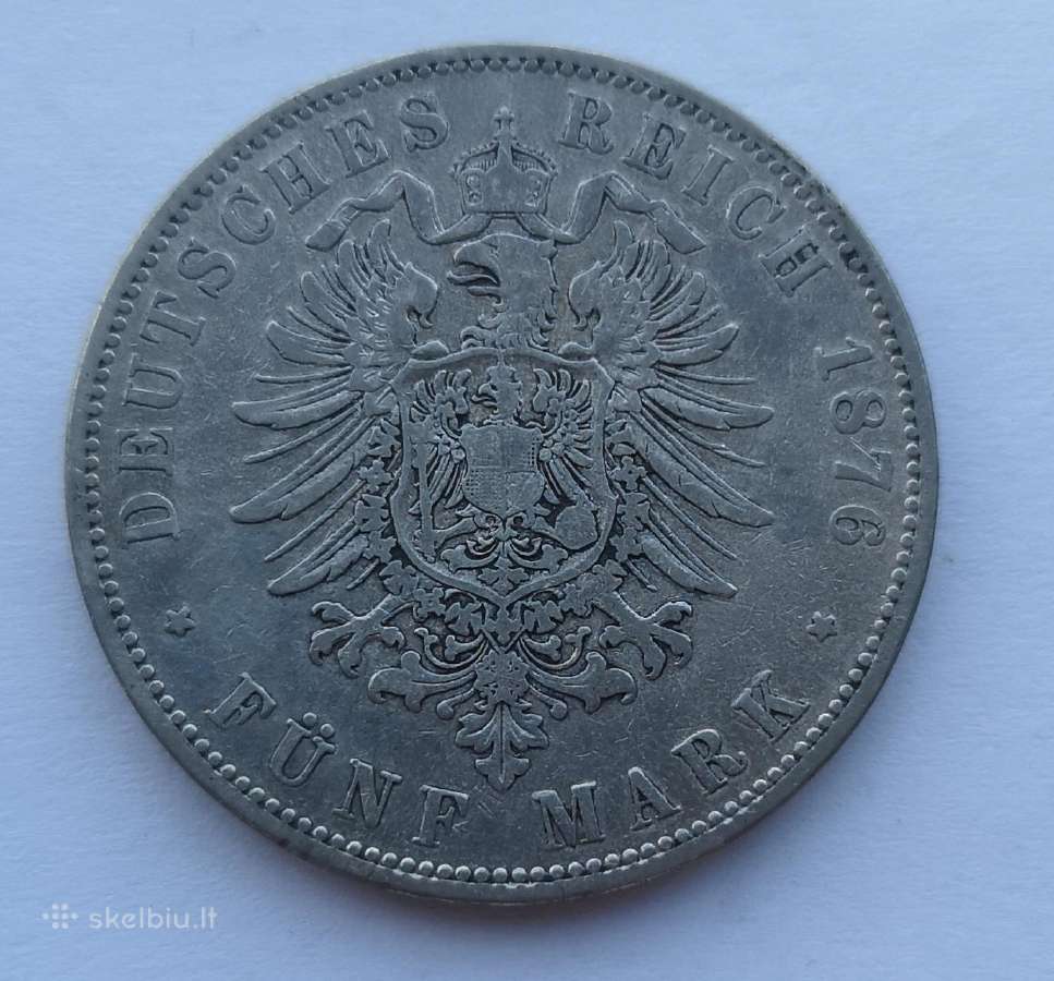 5 markes 1876m Prūsija - nuotraukos Nr. 2