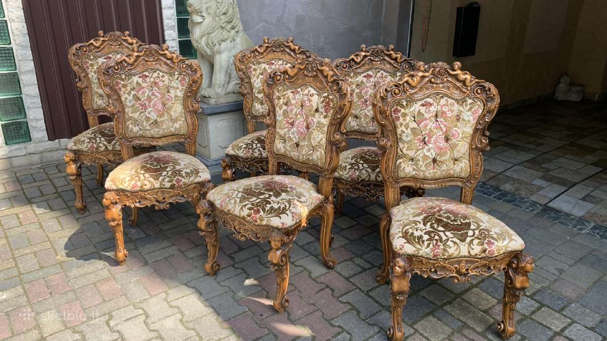 Baroko - komplektas - stalas - kėdės - nuotraukos Nr. 7