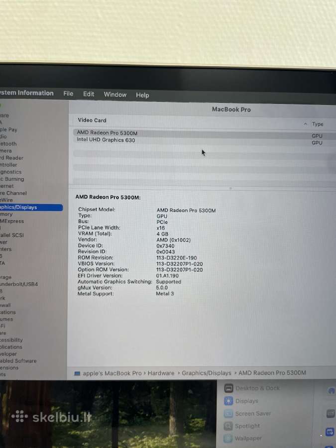 Apple MacBook Pro A2141 I7-9750h 16 GB RAM 500gb - nuotraukos Nr. 8