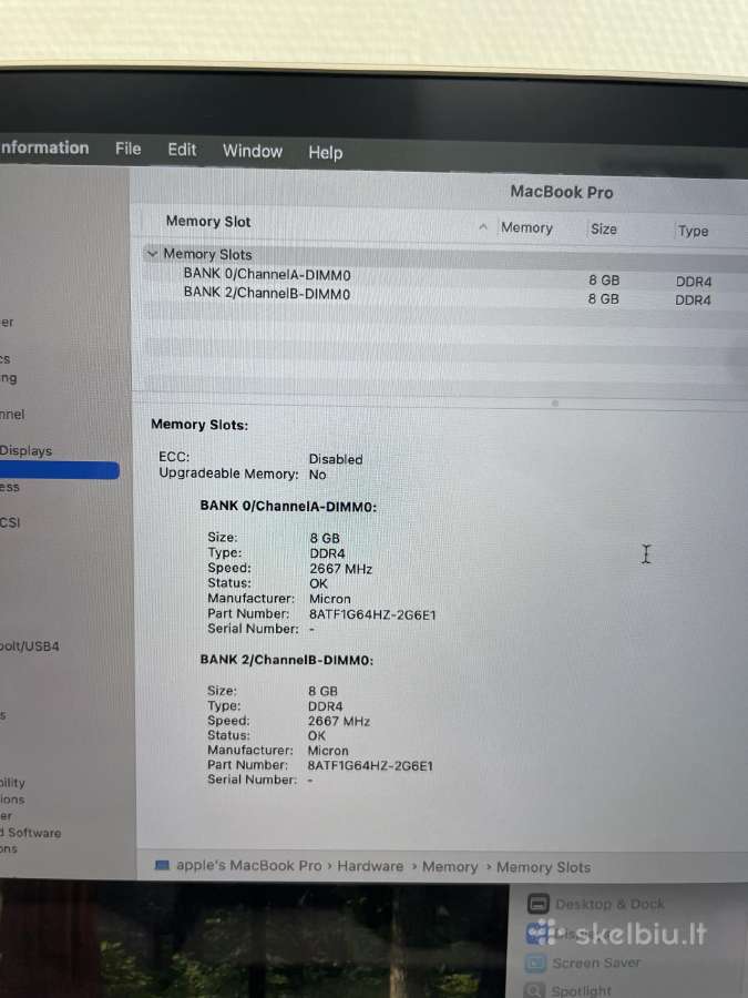 Apple MacBook Pro A2141 I7-9750h 16 GB RAM 500gb - nuotraukos Nr. 9