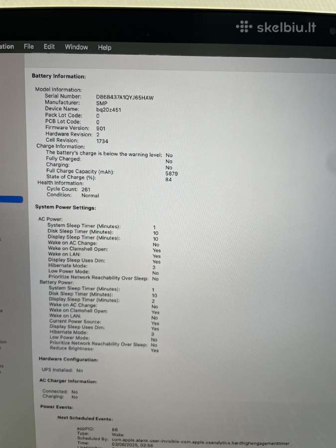 Apple MacBook Pro A1990 I7-8750h 16 GB RAM 256gb - nuotraukos Nr. 9