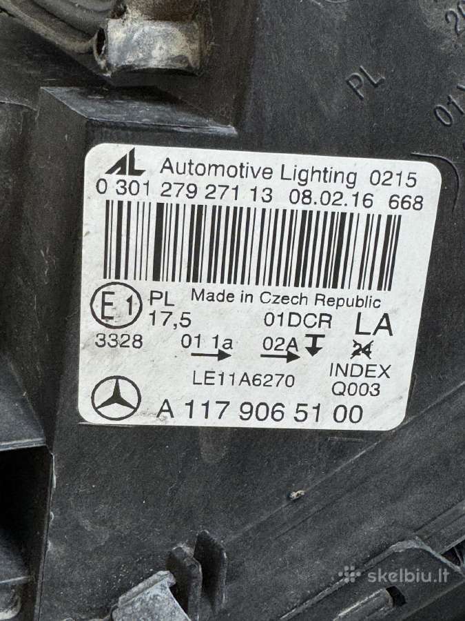 MB Cla C117 Xenon žibintas A1179065100 - nuotraukos Nr. 8