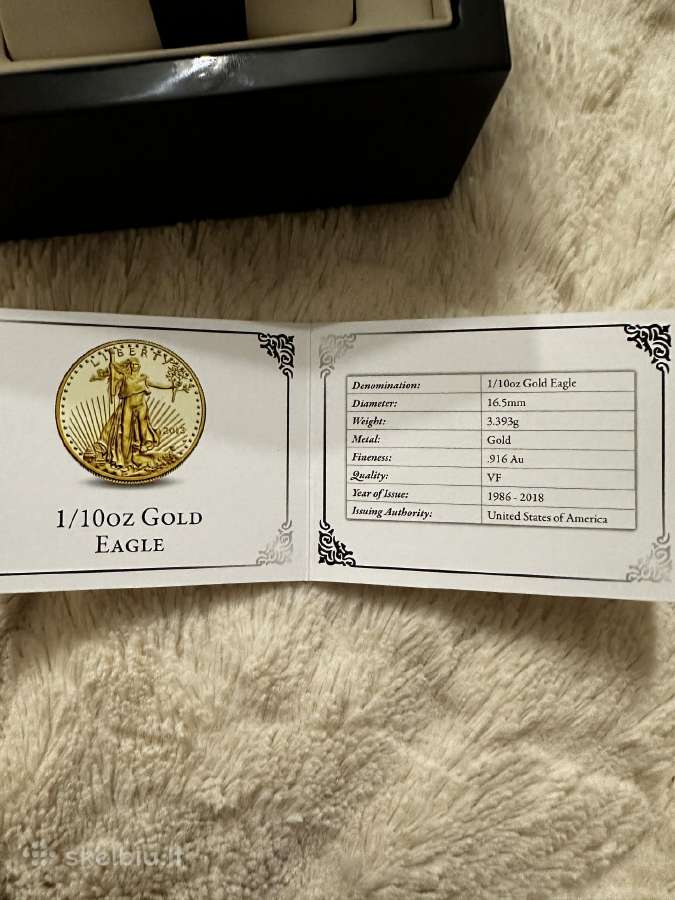 Laikrodis su moneta 1/10oz Gold Eagle - nuotraukos Nr. 10