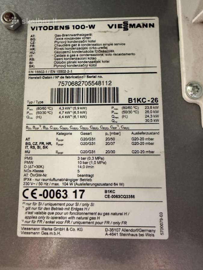 Viessmann Vitodens 100-w 26kw kombi dalimis - nuotraukos Nr. 3
