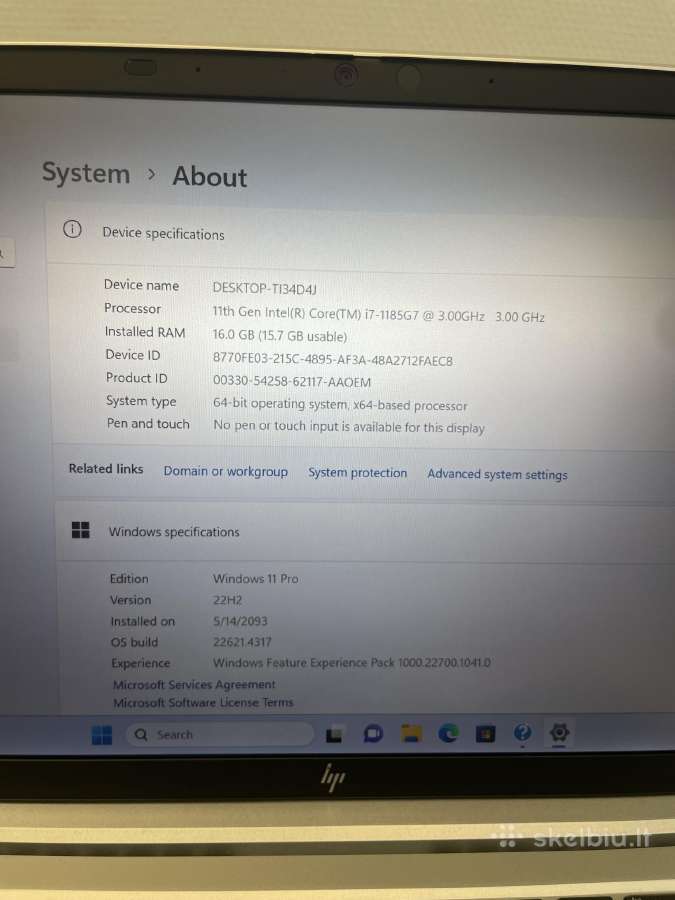 Hp Elitebook 830 G8 i7-1185g7 16gb RAM 512gb SSD - nuotraukos Nr. 7