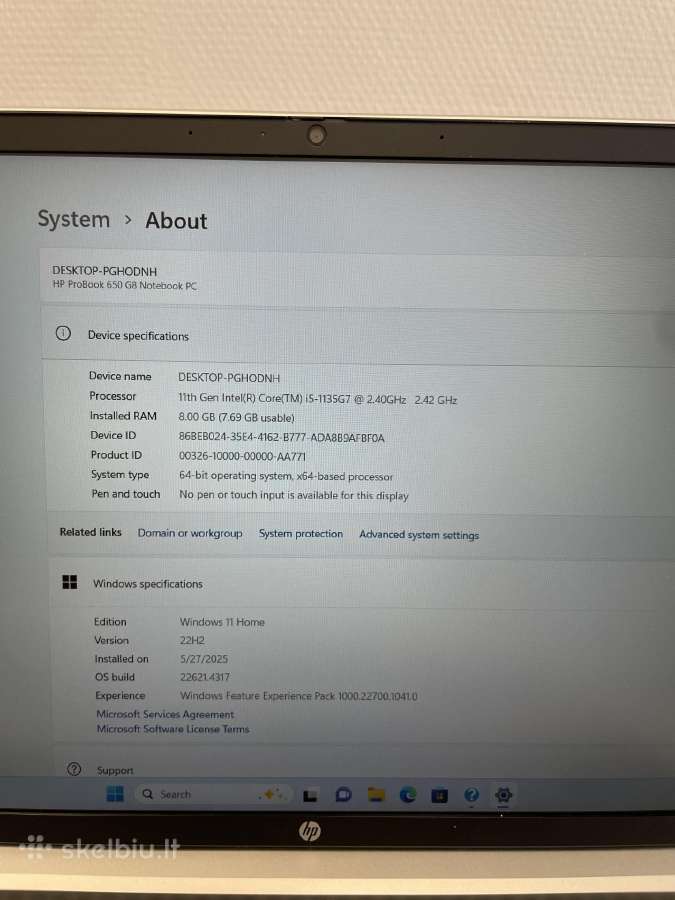 Hp Probook 650 G8 I5-1135g7 8 GB RAM 256 SSD - nuotraukos Nr. 9