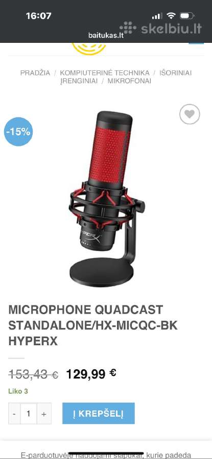 Hyperx Quadcast Mikrafonas - nuotraukos Nr. 4