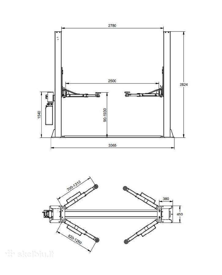 Sm-4000+ 2 kolonų keltuvas 4000kg Smart Equipment - nuotraukos Nr. 4