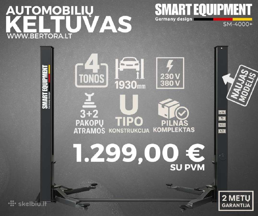 Sm-4000+ 2 kolonų keltuvas 4000kg Smart Equipment