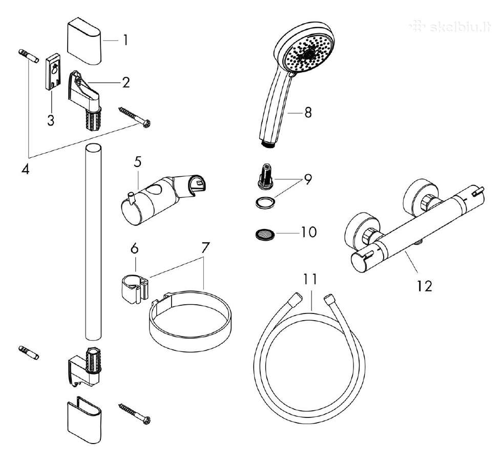 Dušo komplektas Hansgrohe Croma 100, 27085000 - nuotraukos Nr. 2