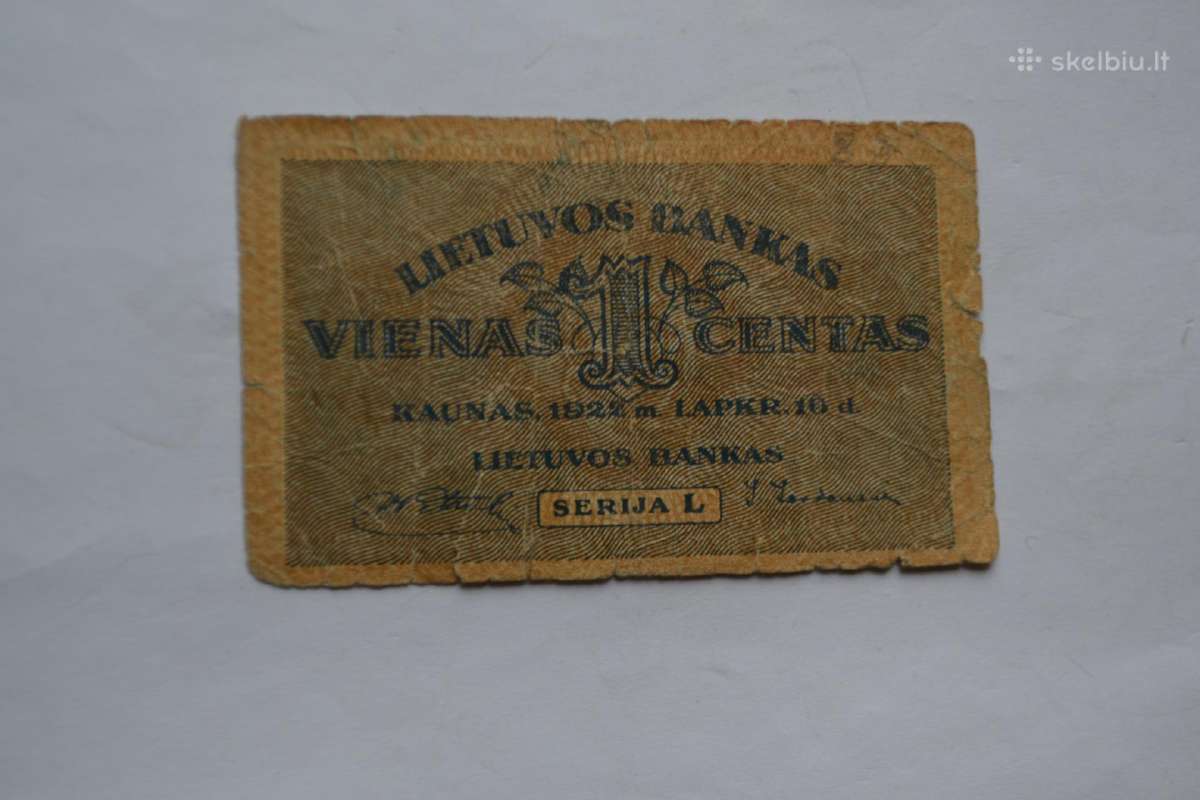 1 centas 1922 m.