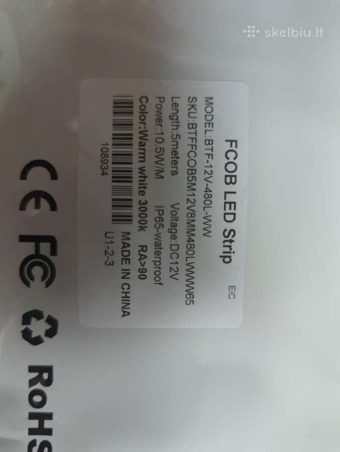 5m LED Fcob juosta Dc12v 3000k - nuotraukos Nr. 3