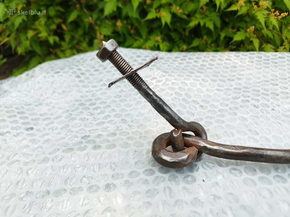 Senovinis metalinis durų kablys kalvio darbo - nuotraukos Nr. 4