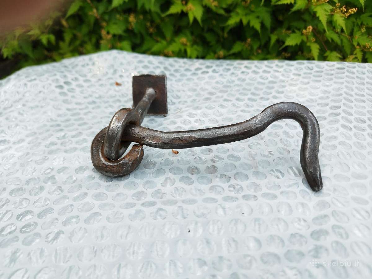 Senovinis metalinis durų kablys kalvio darbo - nuotraukos Nr. 6