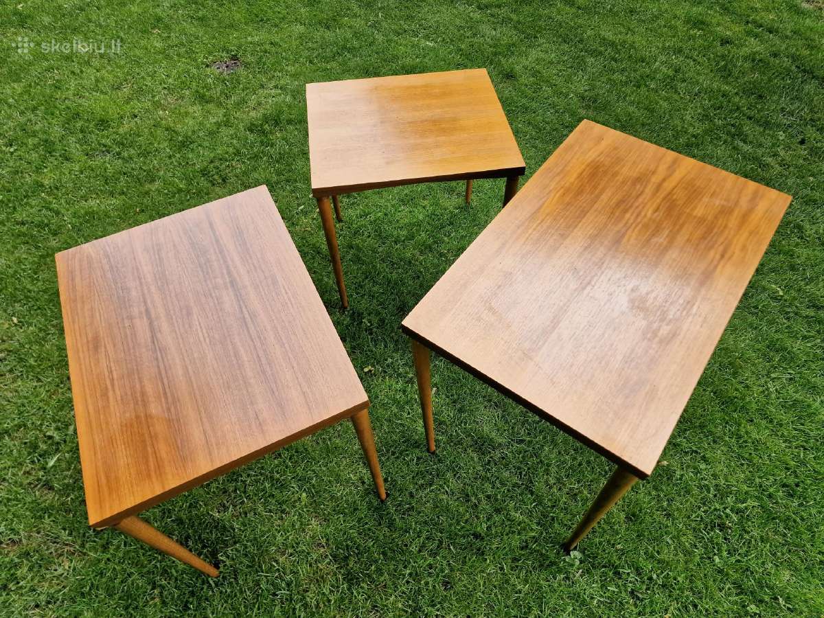 Vintažiniai mid century riešutmedžio staliukai - nuotraukos Nr. 35