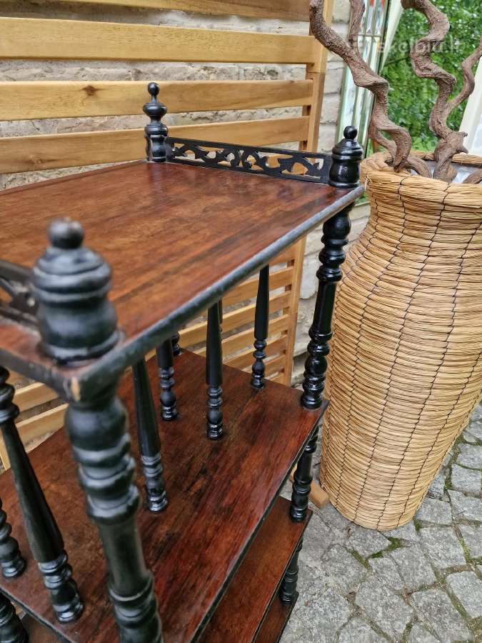 Vintažinė mid century medžio masyvo etažerė - nuotraukos Nr. 3