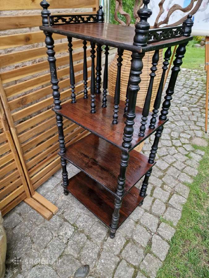Vintažinė mid century medžio masyvo etažerė - nuotraukos Nr. 8