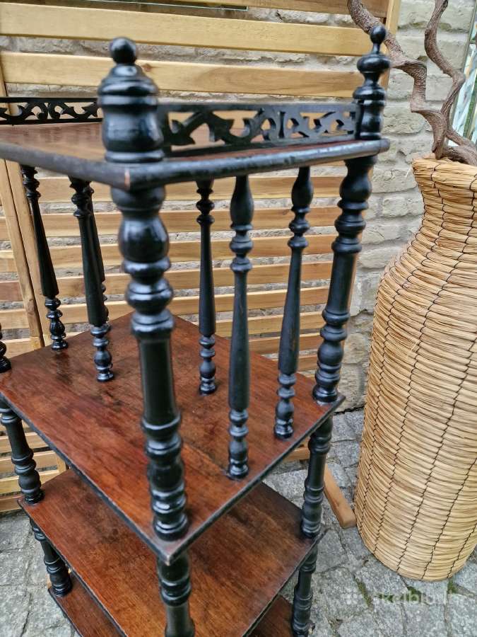 Vintažinė mid century medžio masyvo etažerė - nuotraukos Nr. 12