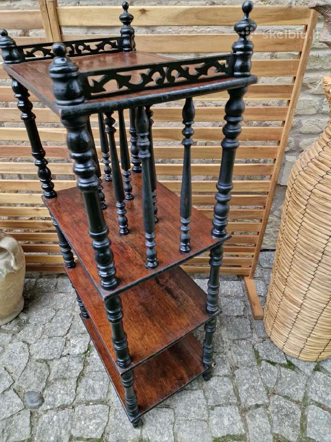 Vintažinė mid century medžio masyvo etažerė - nuotraukos Nr. 17