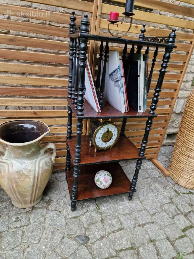 Vintažinė mid century medžio masyvo etažerė - nuotraukos Nr. 19