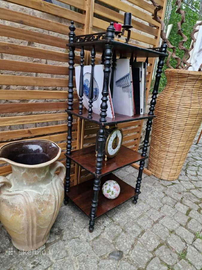 Vintažinė mid century medžio masyvo etažerė - nuotraukos Nr. 20