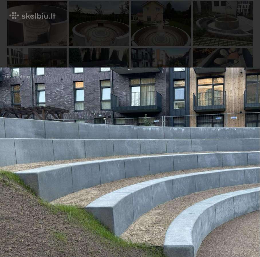 Betoniniai suoliukai, klombos, amfiteatro sienelės - nuotraukos Nr. 12
