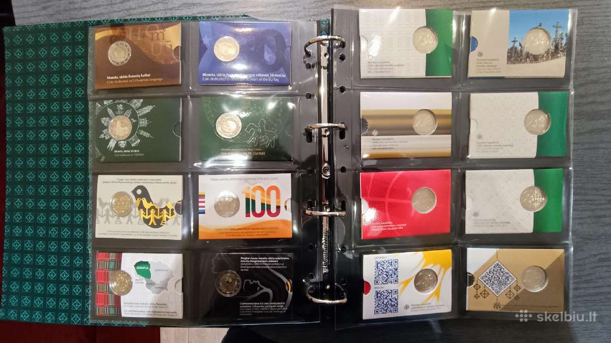 2€ monetos Bu kortelėse - pilnas rinkinys. Lietuva