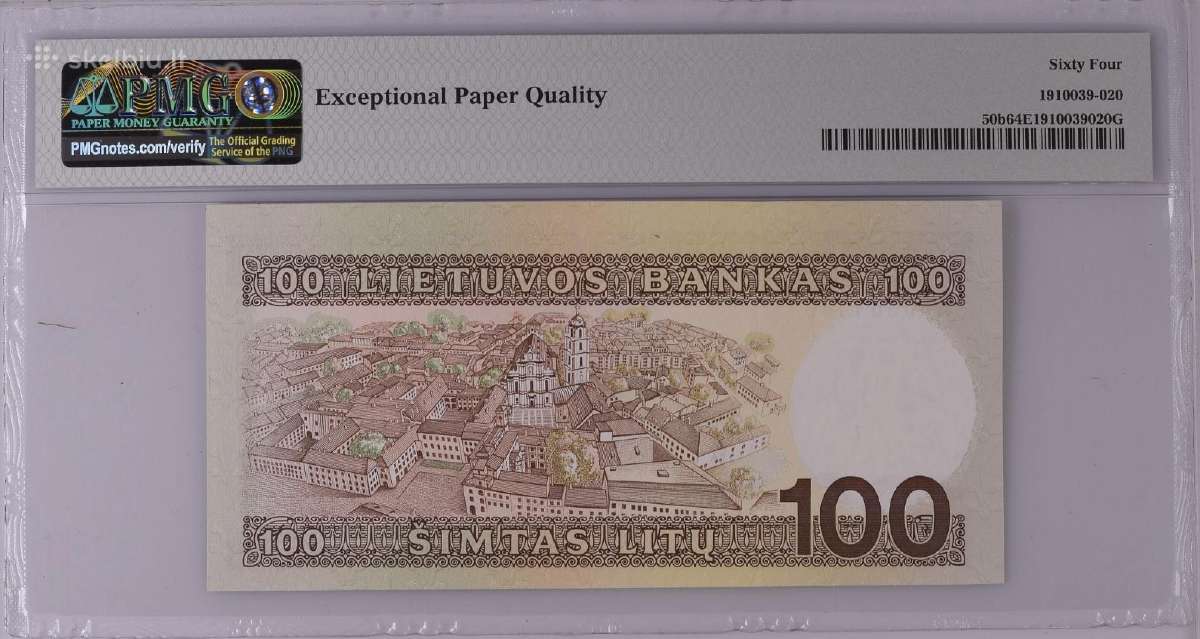Lietuva 100 Litų (1994) s/n Saa0001160 Pmg 64 - nuotraukos Nr. 2