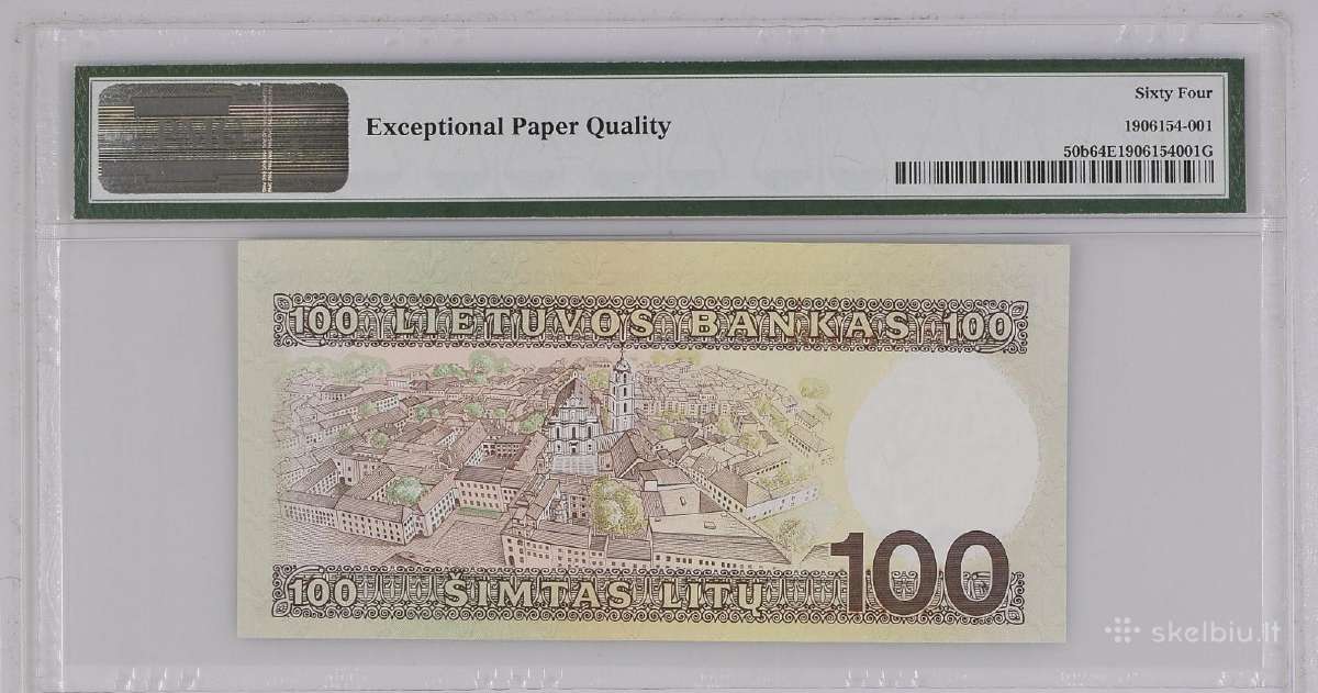 Lietuva 100 Litų (1994) s/n Saa0000330 Pmg 64 - nuotraukos Nr. 2