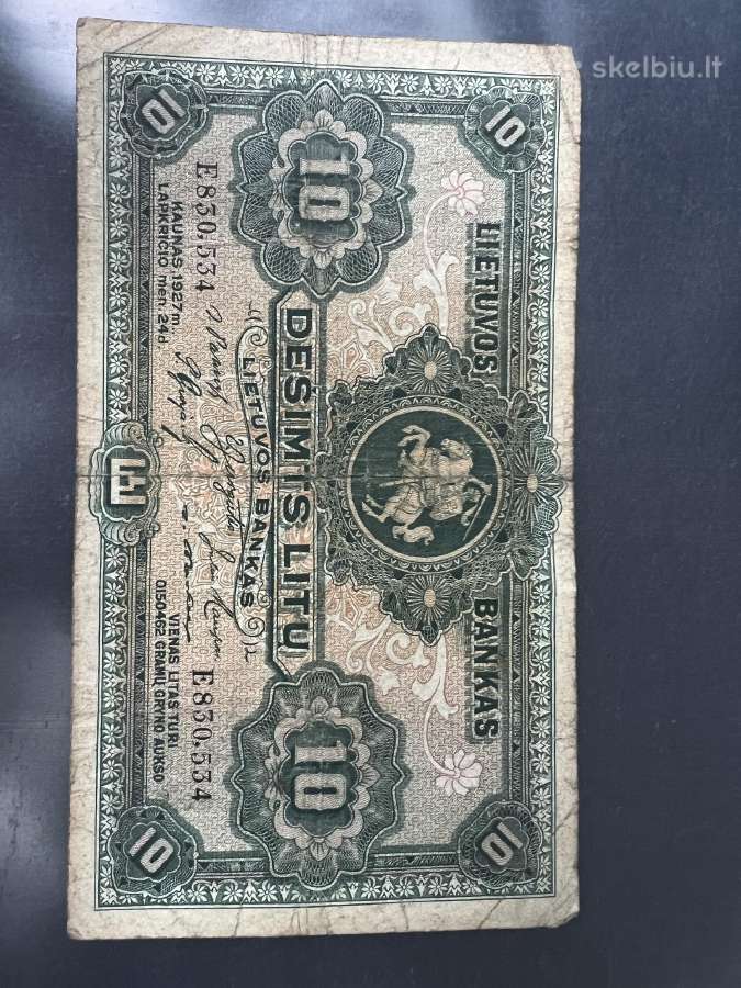 1927 metų 10 litų smetoniškas banknotas
