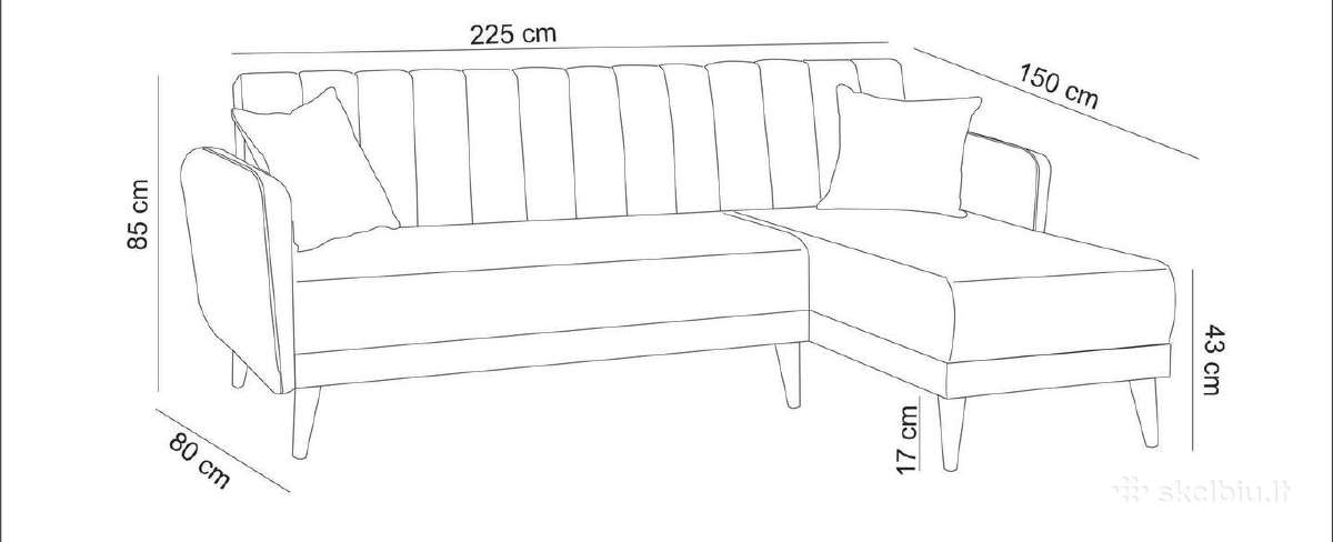Kampinė sofa - lova Kalune Design Aqua Kose - nuotraukos Nr. 3