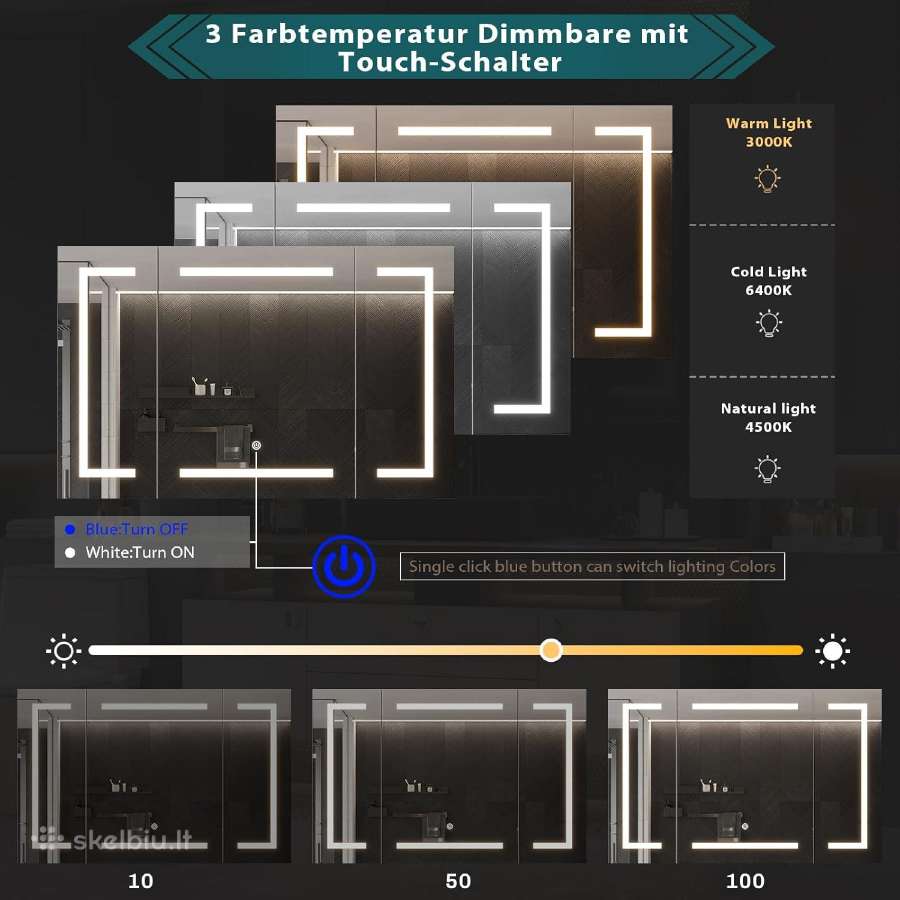 Vonios pakbinama spintelė su LED apsvetimu - nuotraukos Nr. 4