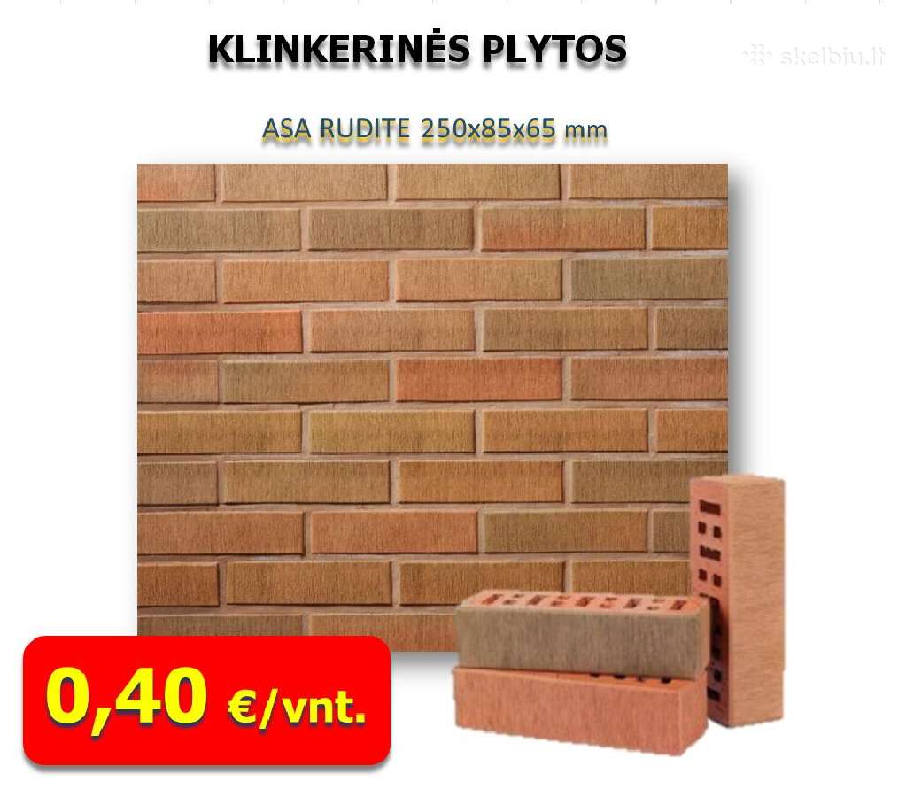 Akcija - klinkerio plytos tik 0.40 Eur