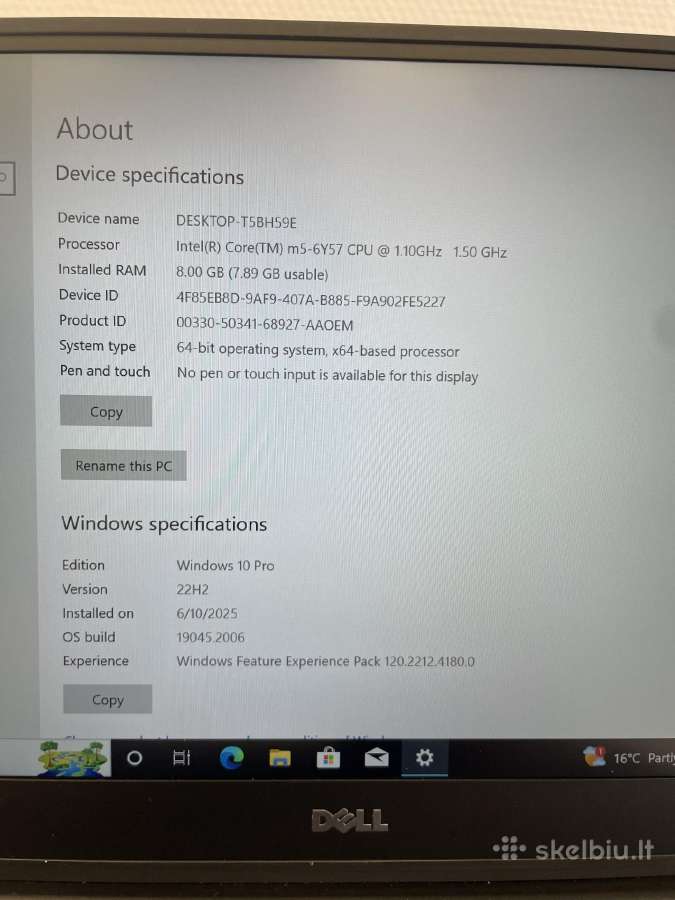 Dell Latitude 7370 m5-6y57 8 GB RAM 256 GB SSD - nuotraukos Nr. 9