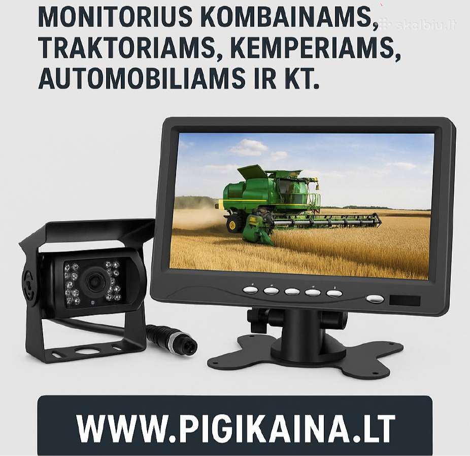 LCD monitorius 10 ir galinio vaizdo kameros Full
